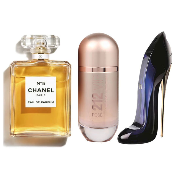 PERFUMES GOODGIRL + 212 ROSE + CHANEL#5